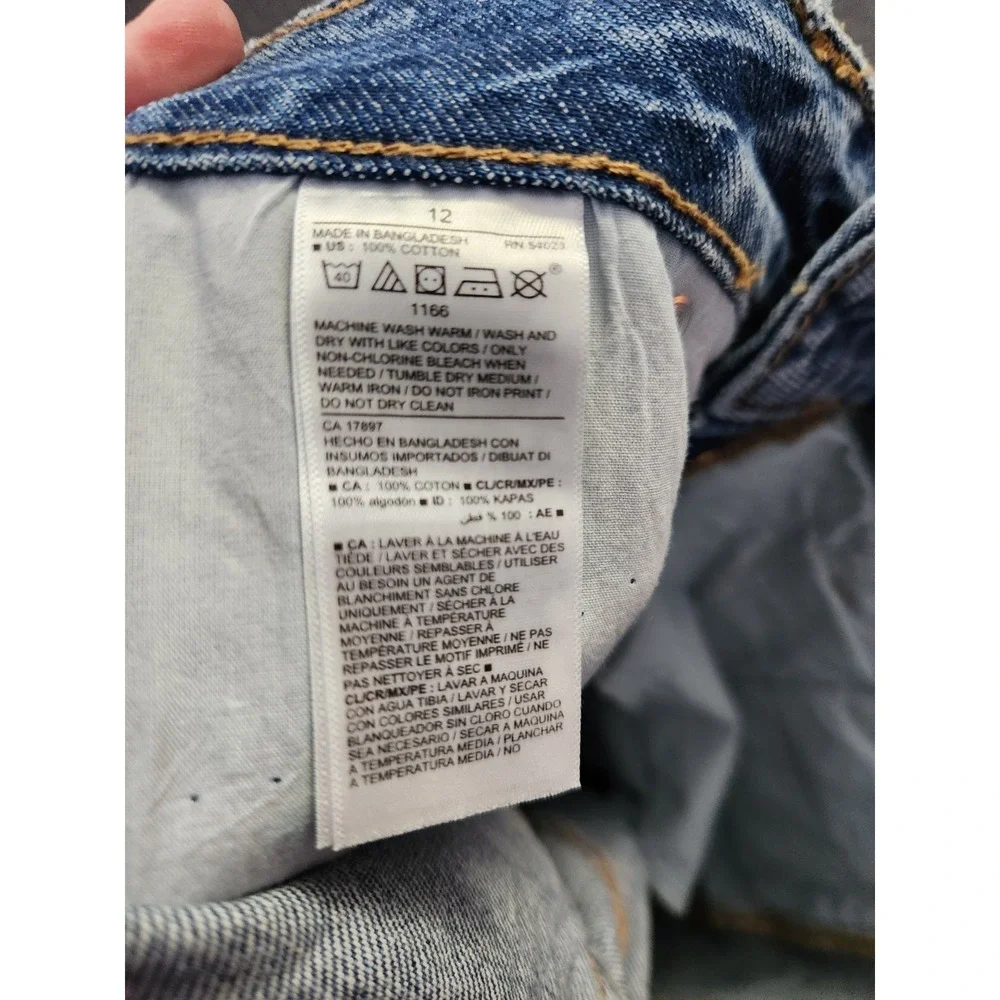 Old Navy Jeans Women 12 Star Patches O.G. Straight High Rise Button Fly Boho NWT